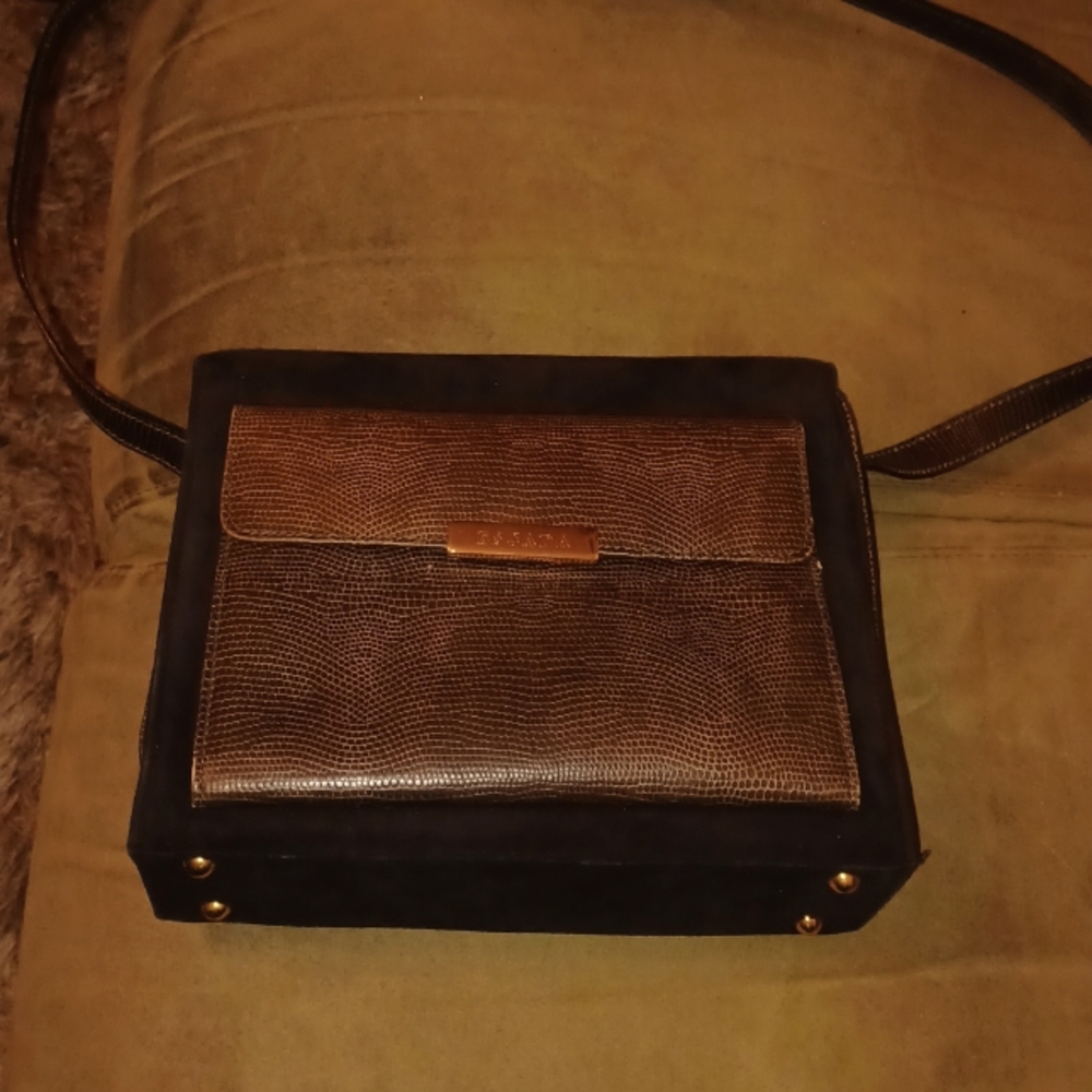 Escada Suede and lizard leather crossbody